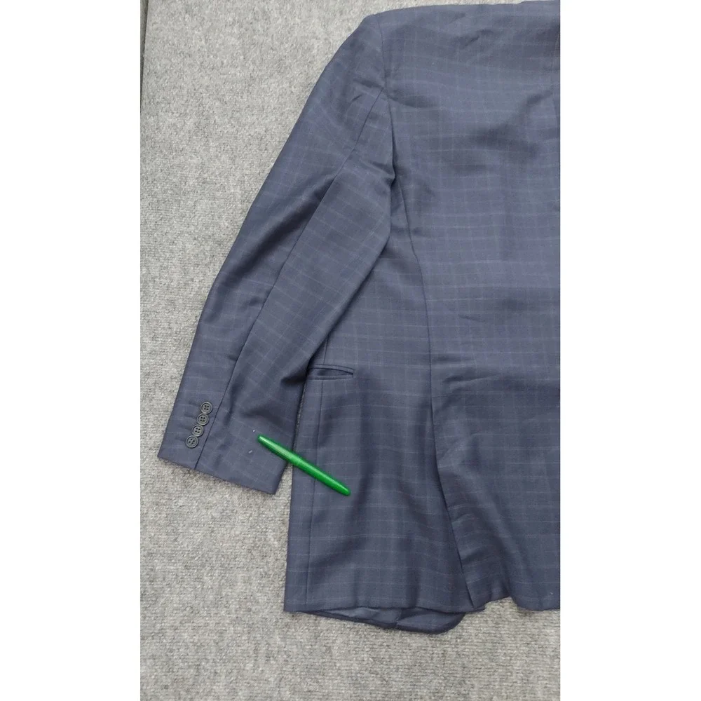 Canali Blazer Jacket Mens 46‎ R Blue 3 Button Plaid Made in Italy Wool Suit READ